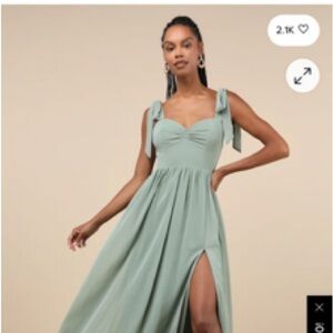 Lulu's Sage Green Maxi Dress with Slit